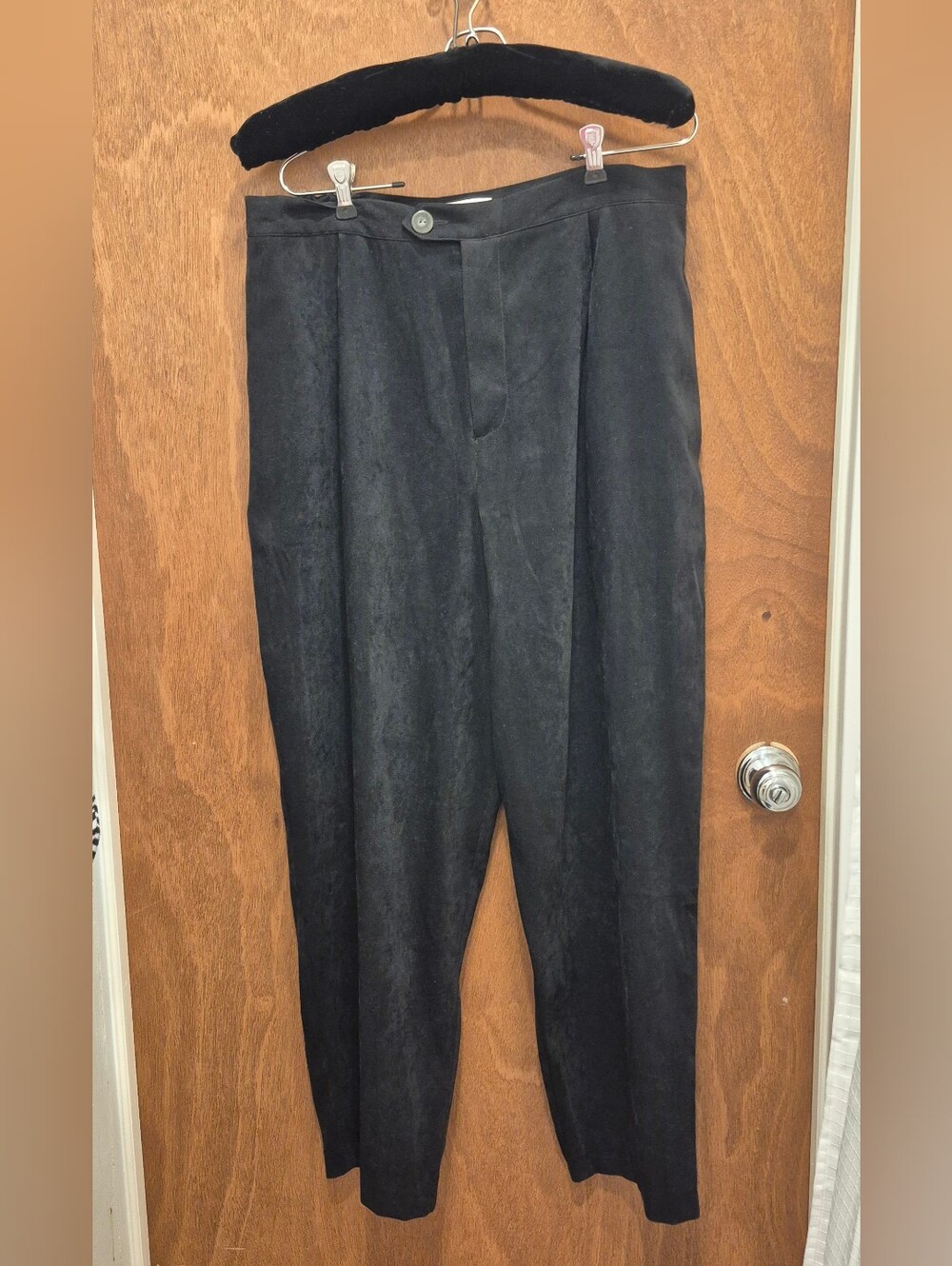 Coldwater Creek Black, Faux Suede Tailored High-Waist Trousers